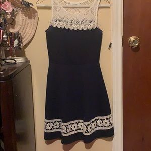 Navy blue with white lace dress! Size small 12$